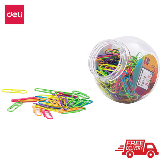Deli 29mm 200pcs Paper Clip Colorful Binding Clip Jar Style Packing