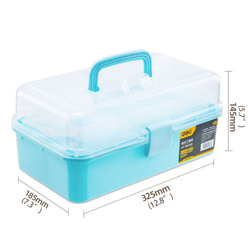 Deli 3-Tier Multifunction Plastic Storage Box Tool Box With 11 Compartments